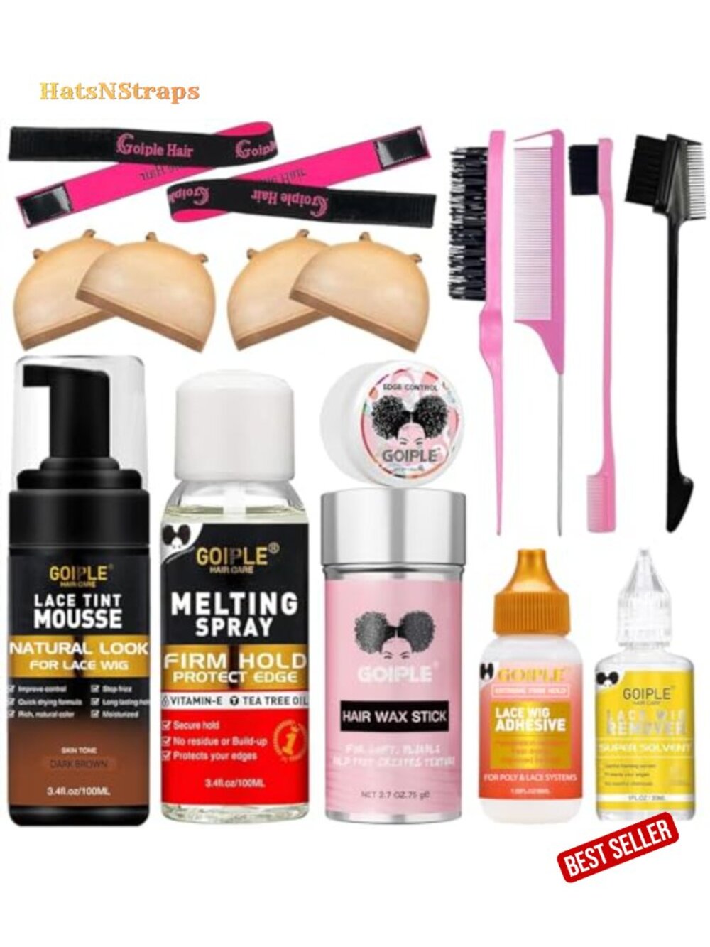 Lace Wig Installation Kit with Glue, Melting Spray, Tint Mousse & Edge Control